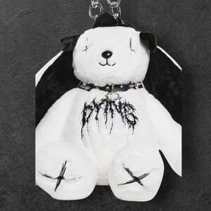 Dolls Kill Black and White Bunny Plush Crossbody Bag